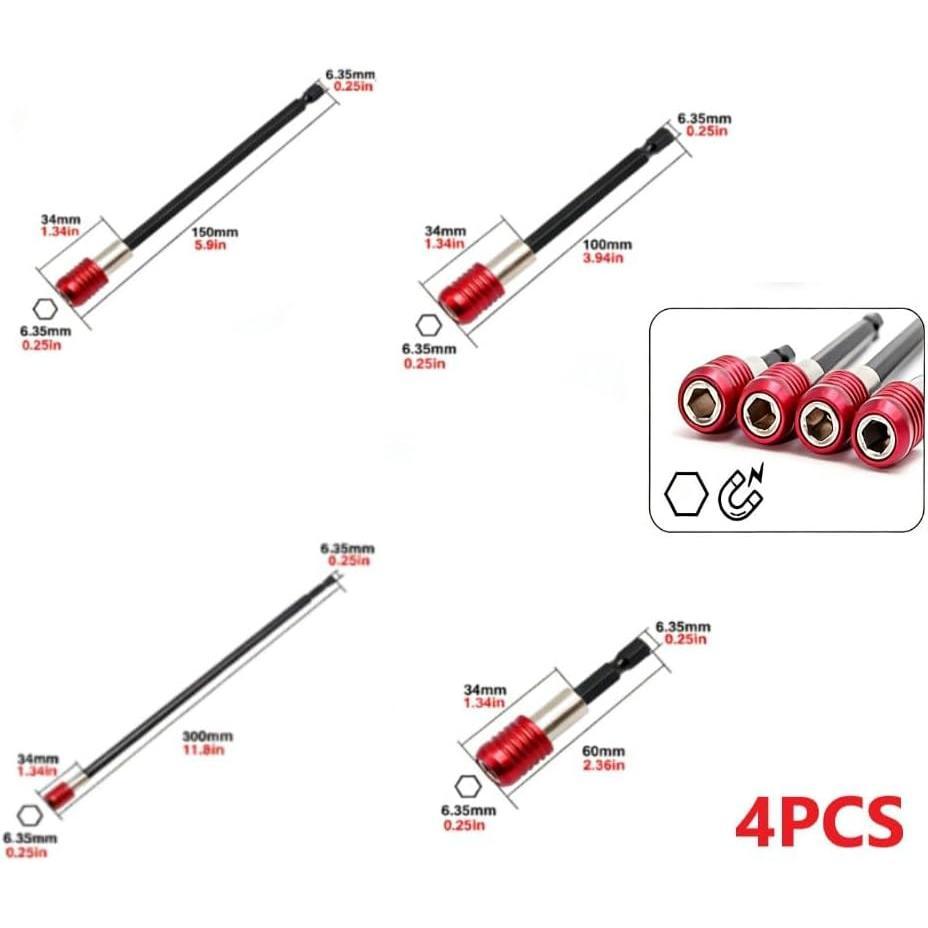 Drill Bit Extension  Bit Holder Quick Release 4 count (2.6+3.9+5.9+11.8 inch)  Drill  Bit 1/4" Hex for Electric Drills  Drivers