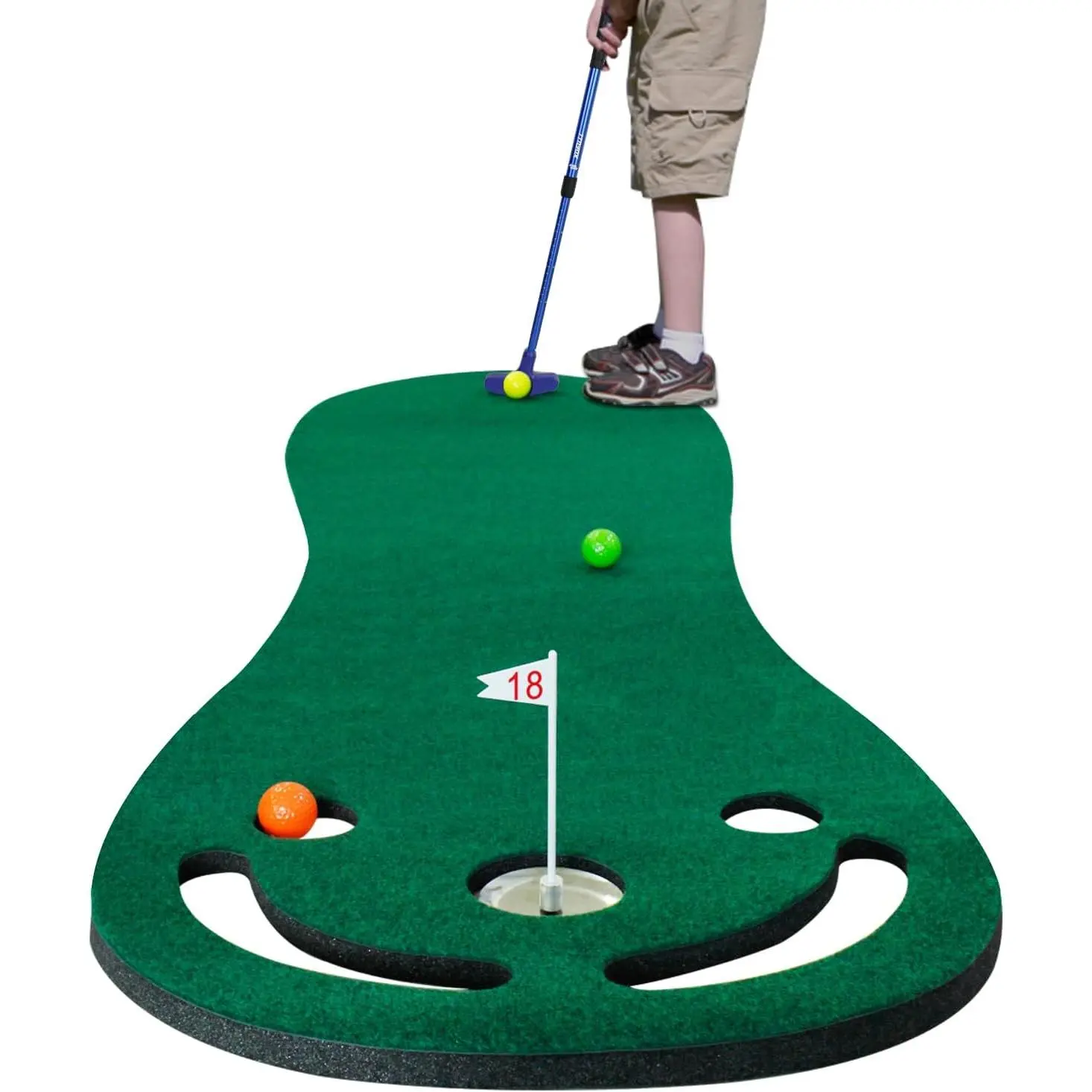 Putting Green Mats Set - Indoor/Outdoor Golf Putting Practice or Golf  with 78" x 24" Putting Mat, Adjustable Putter, 3 Balls,  Aid Cup & Flags