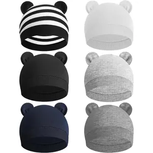 6 Pcs Baby Newborn Bear Ears Hats, Newborn Toddler Soft Beanie Hat Soft Bear Caps for Unisex Infant, 6 Styles
