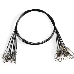 10pcs Heavy Duty Nylon-Coated Fishing Wire Leaders with Swivels and Snaps 18inch 45LB