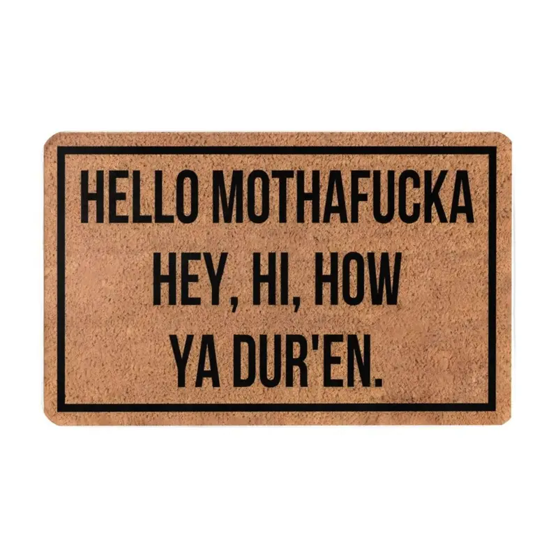 Funny Doormat, Hello Mothafucka Welcome Front Porch Decor, Personalized Rug with Backing,  Non Slip Outdoor Doormat