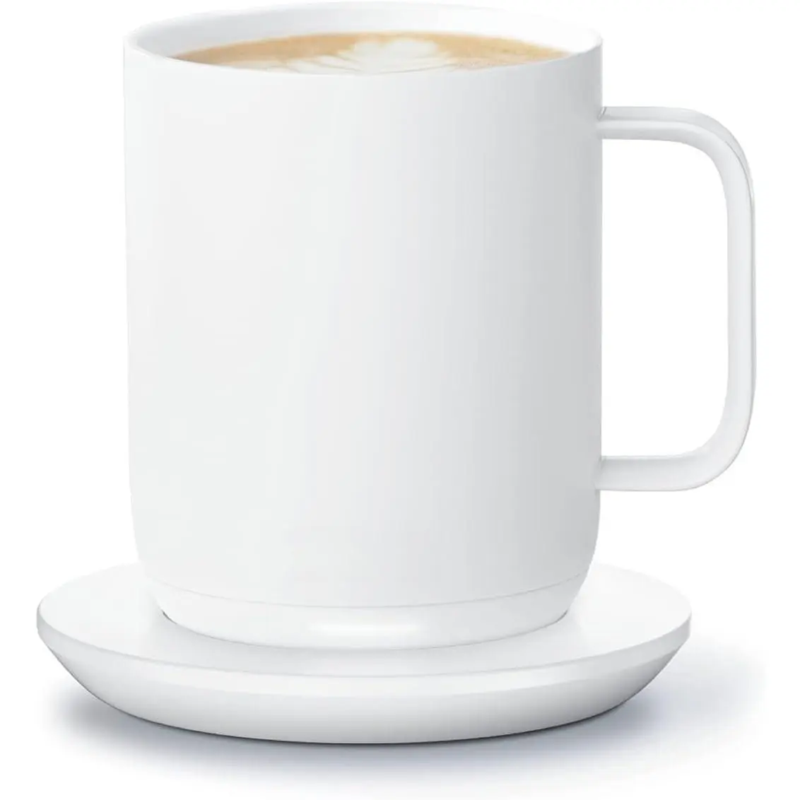 Modern Synthetic 10oz App-Controlled Heated Coffee Mug, Temperature Control, Auto Sleep, 80-Min Life, Improved Design, Desk Use, White