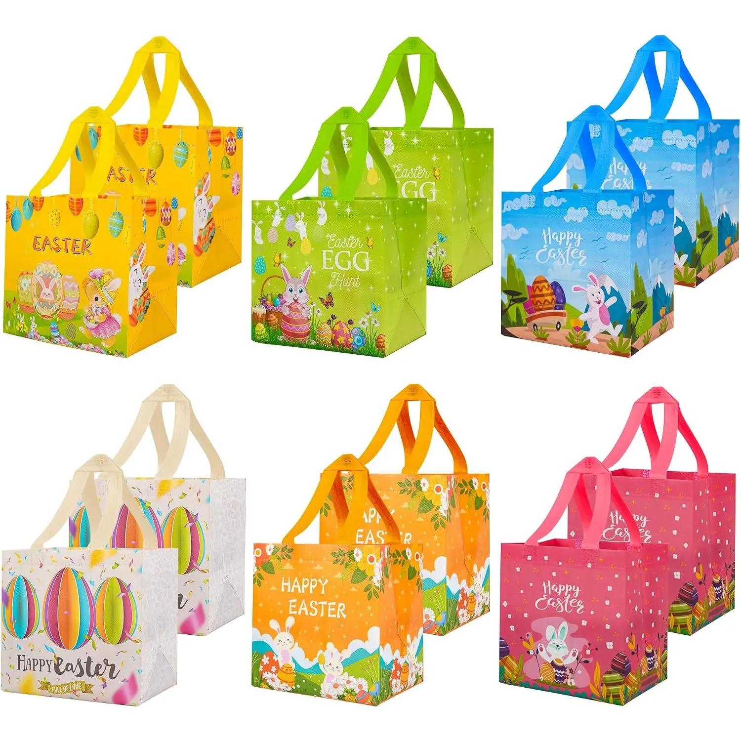 Easter Bunny Bags with Handles 12 count Easter Egg Hunt Bags Candy  Gifts Bags for Easter Party Favor Supplies,Gifts Wrapping,Table Decor,Holiday Party Supplies