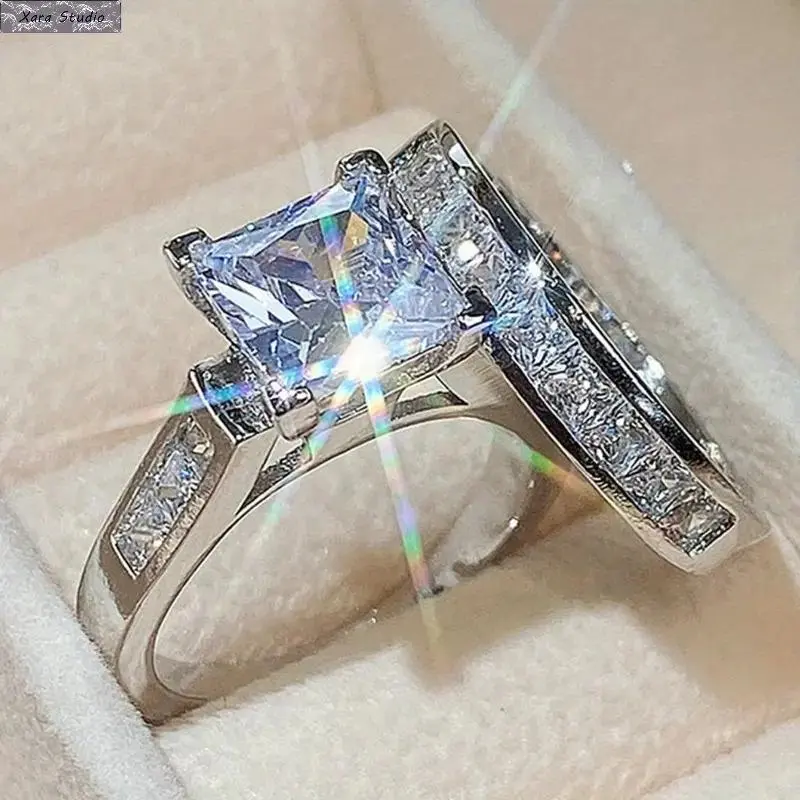 2-Piece CZ Ring Set for Women | Sparkling Stackable Dainty Rings, Diamond-Like Aesthetic Jewelry, Viral TikTok Stackable Rings, Promise & Wedding-Inspired Band, Gift for Her | Valentine’s Day, Anniversary, Party, Daily Wear Accessory