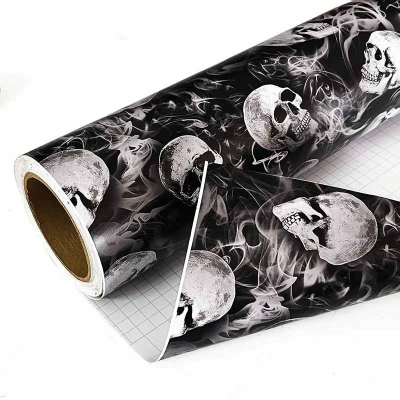 Gray Skull Sticker Bomb Graffiti PVC Vinyl Wrap Film With Air Release Self Adhesive DIY Car Motorcycle  Furniture Decoration Sticker