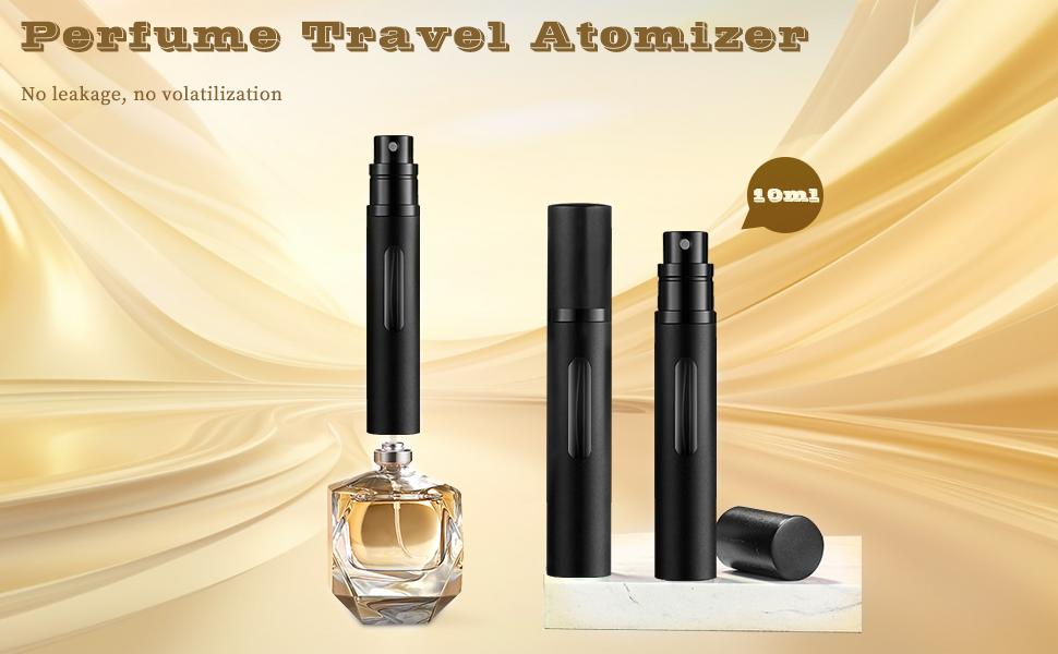 10ml Atomizer Travel Refillable, 3PCS Travel Refillable Bottle,Bottom-Filling Fragrances Perfumes Bottle,Mini Cologne Dispenser,Portable Sprayer（Black-Grey-Silver）