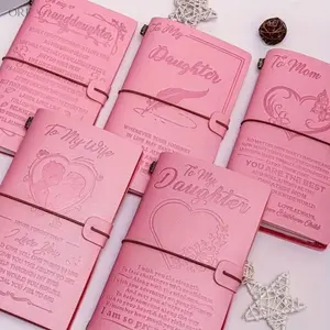 Refillable Loose Leaf Journal for Teen Girls, Aesthetic Pink Planner Notebook with 136 Writable Pages and Card Slots for Daily Scrapbooking,brooklyn,charm