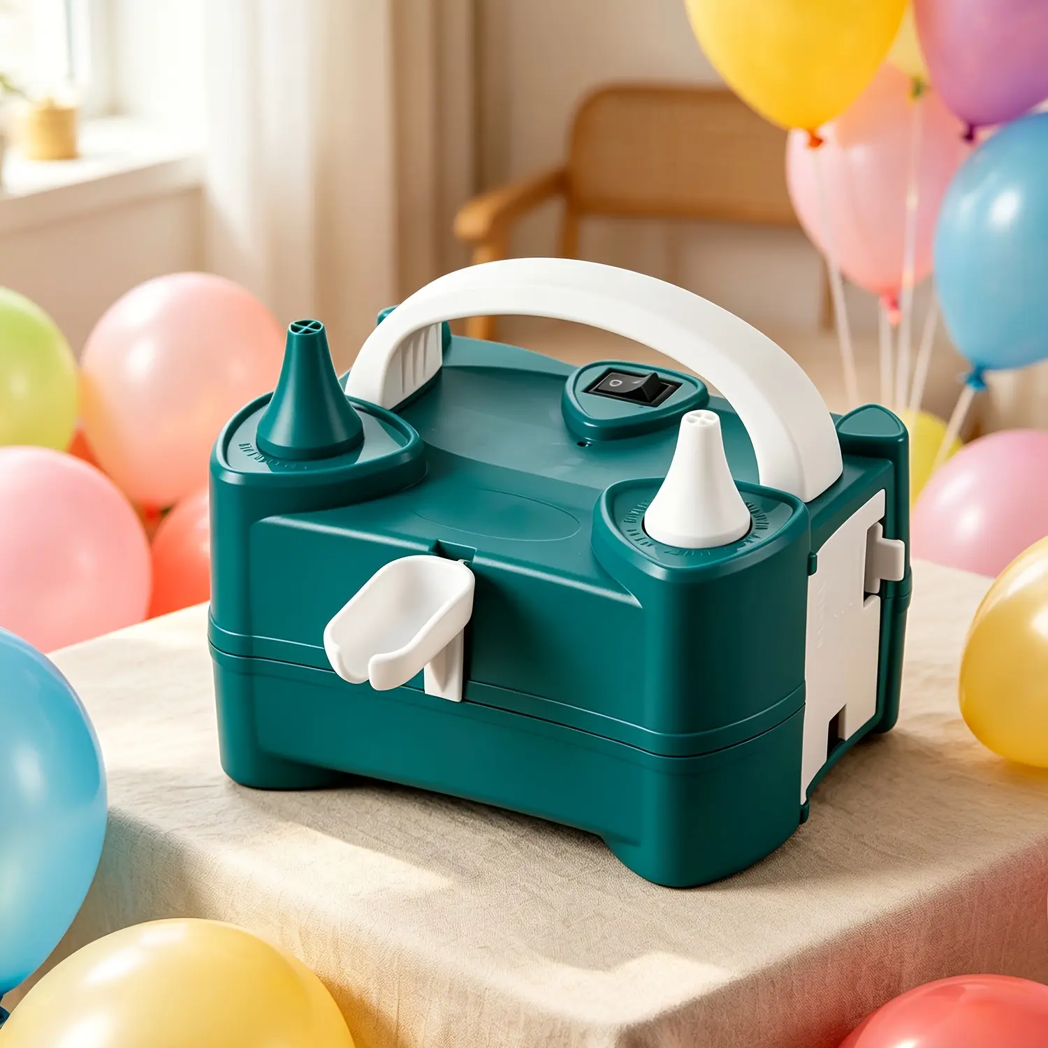 Electric Balloon Pump, Automatic & Semi-Automatic Balloon Blowing Machine with Double Hole Inflation System, Fast Air Pump for Helium Balloons, Suitable for Wedding Home Party Decoration, Universal Household Plug