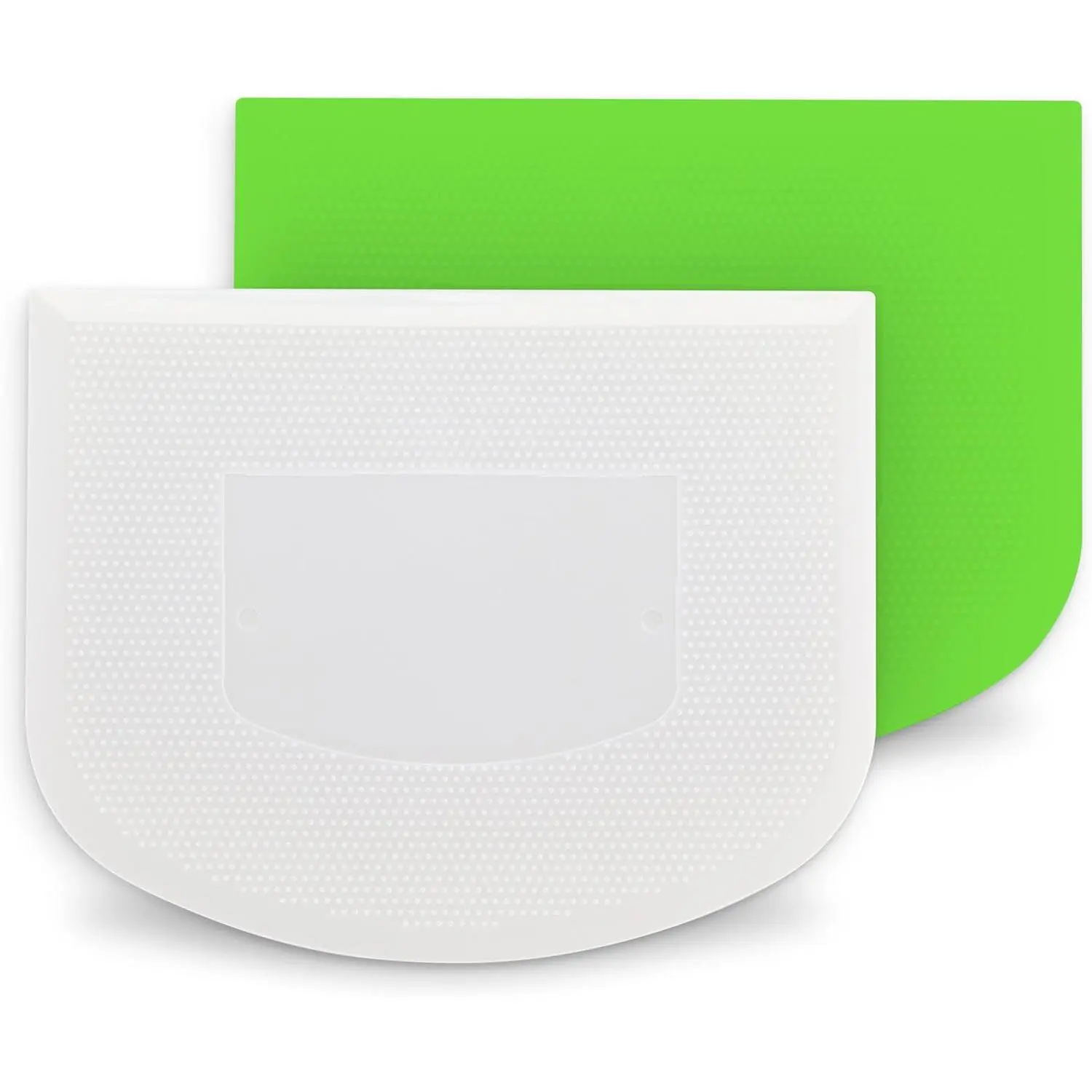 Plastic Bench Scraper for Baking - 2 White Bowl Scraper - Flexible  Safe Dough Scraper Multipurpose  Grip Curved and Flat  Dough  - Essential Pan Scraper for Kitchen Use -
