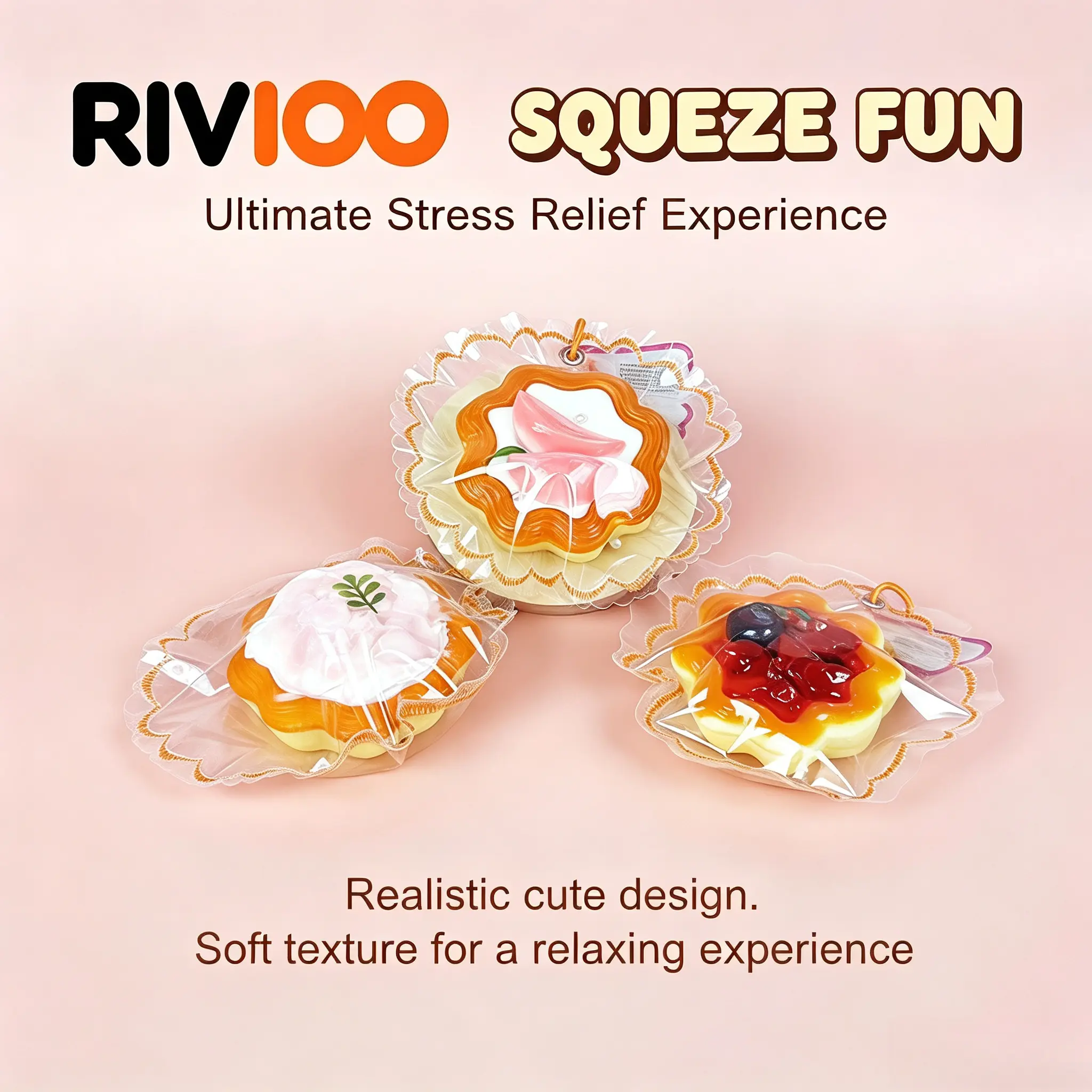 RIVIOO DIY food grade silicone pinch dessert series egg tart seam edge decompression toy pinch music decompression toy