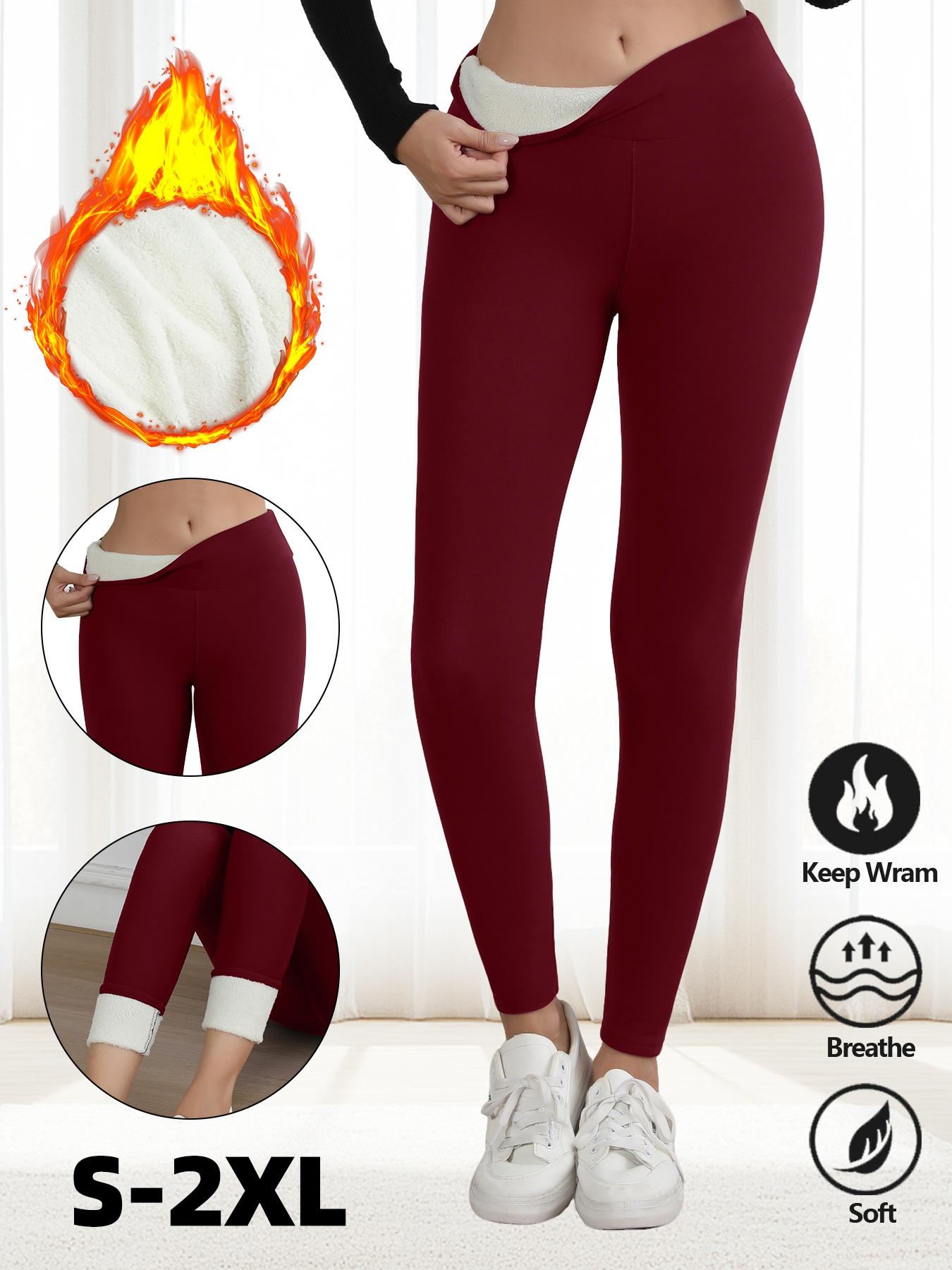 Women's Winter Warm Fleece Lined High Waist Elastic Comfortable Skin-Friendly Breathe Sporty Leggings, Plus Size Casual Thickened Pants