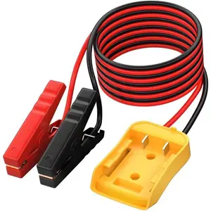 2FT 8AWG Car Jumper Cables with Adapter, Portable Vehicle Power Booster Cables, Automotive Battery Jumper Starter for Jump Starting Using Tool, Compatible with 20V Battery