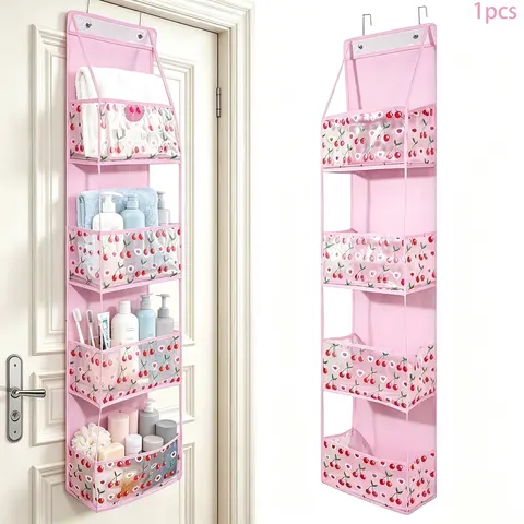 1 Pack Over Door Organizer with 4 Large Pockets Hanging Storage Organizer with Clear Window Kids Toys, Shoes, Diapers Storage Organiser