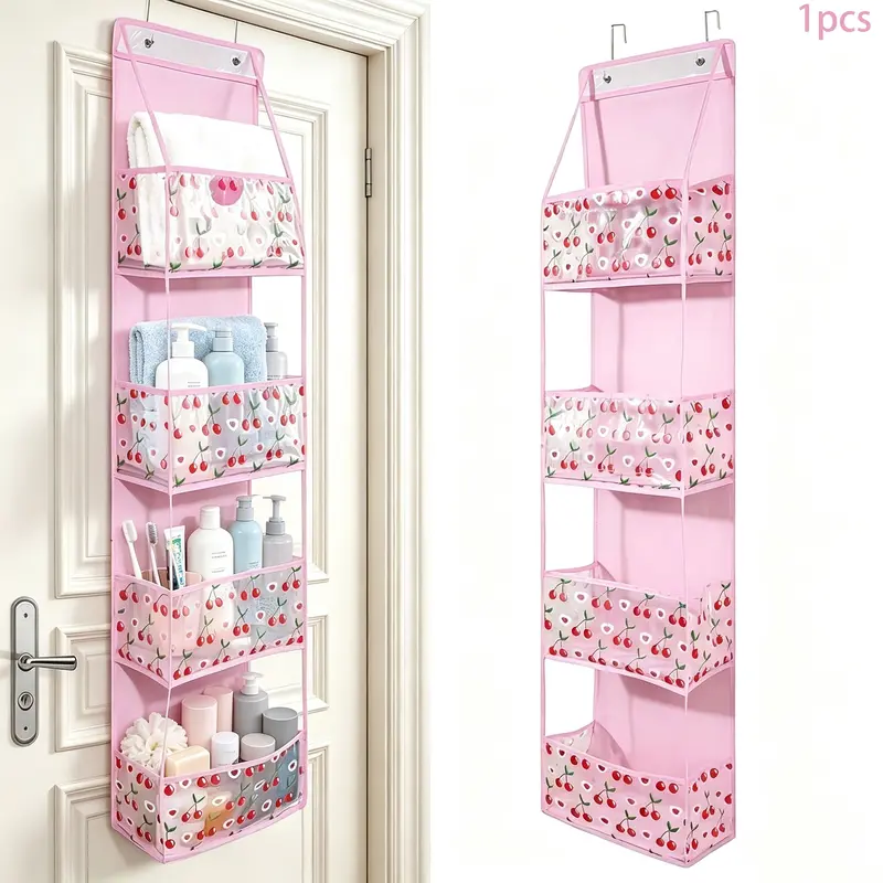 1 Pack Over Door Organizer with 4 Large Pockets Hanging Storage Organizer with Clear Window Kids Toys, Shoes, Diapers Storage Organiser