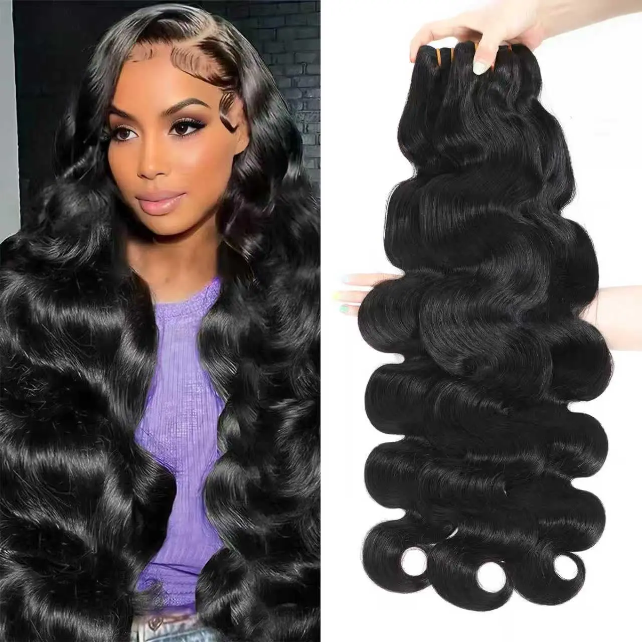Rhiso Raw Cambodian Hair Bundles Body Wave Extensions for Sew In Quick Weave Double Drawn Thick Ends Ultra-Flat Seamless Weft 1/3/4 Pcs