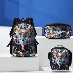 3-Piece Mecha-Themed Print Backpack/Shoulder Bag Set - Lightweight Travel Bag, Multifunctional Organizer |   Adjustable Shoulder Straps, Stylish Design, Suitable for Teenagers