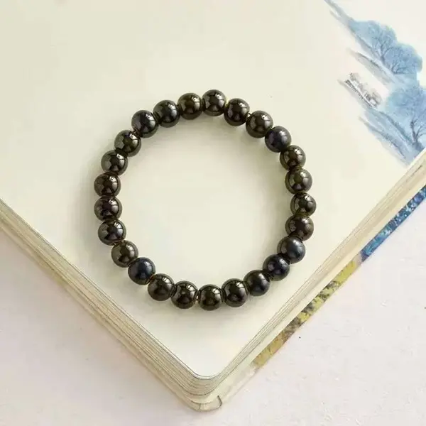 Handmade Black High-Temperature Glazed Ceramic Beaded Bracelet - Minimalist Boho Stackable Stretch Jewelry for Women Men myanmar jade white turquoise lucky gift