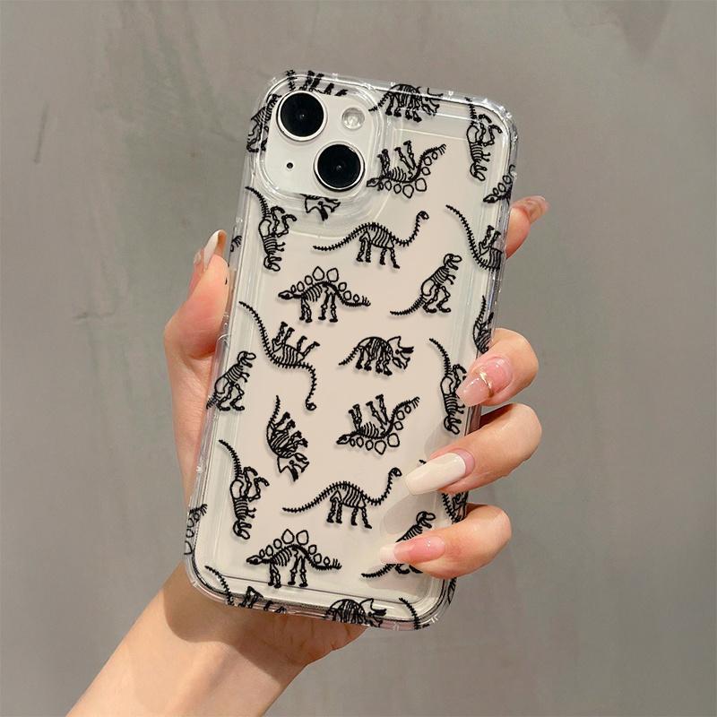 1 transparent dinosaur fossil TPU material anti-drop case with precise hole positioning and full protection, suitable for Apple iPhone cases iPhone6/7/8/X/11/12/13/14/15/16 pro/16 Pro max/16plus