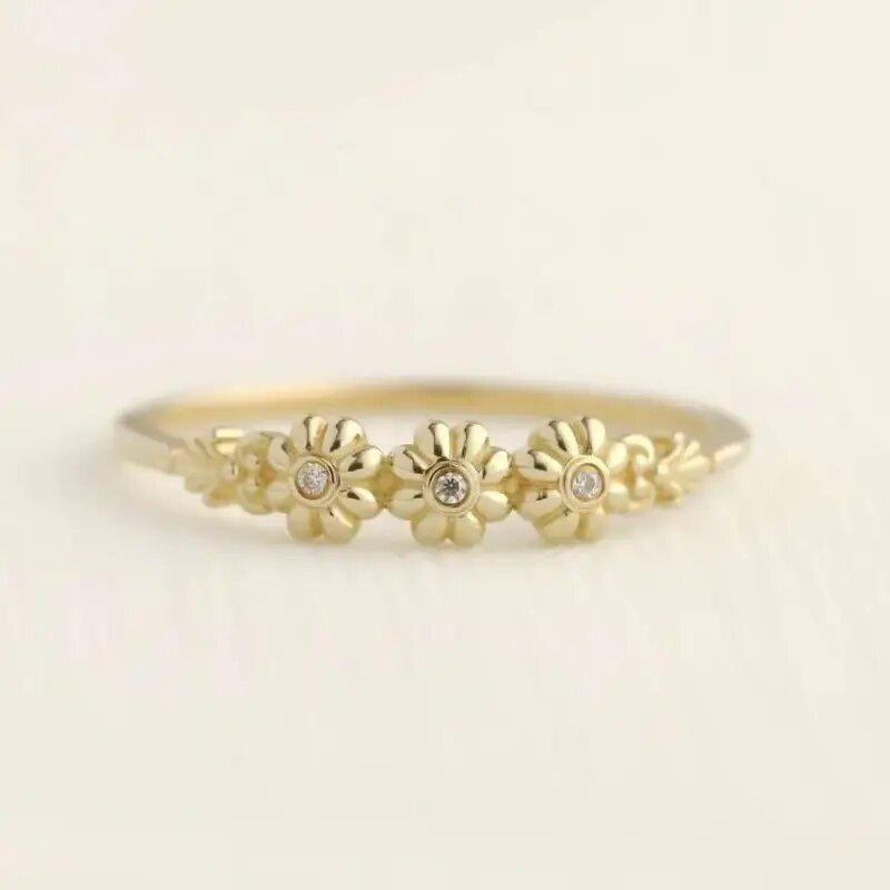 Daisy Flower Forest Ring | Simple Fresh Style Gold Band | New Arrival