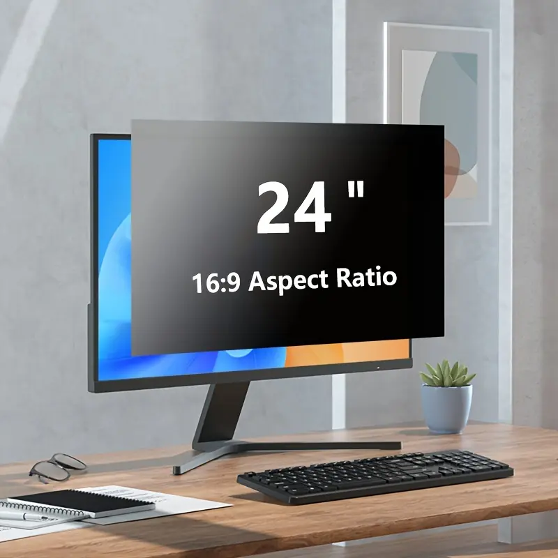 24 Inch Computer Privacy Screen Filter for 16:9 Widescreen Monitor - Removable Privacy Shield And Anti-Glare Protector