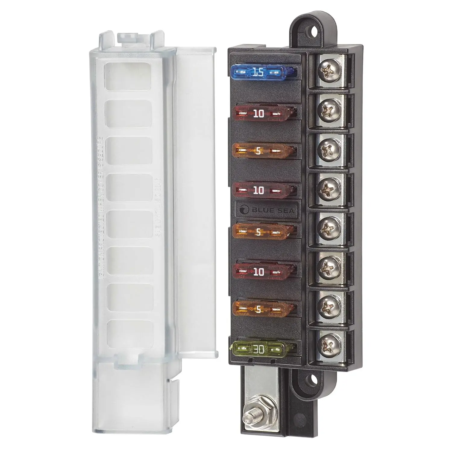 ST Blade Fuse Block Compact 8 Circuit With Cover, 100 Amp, 5046