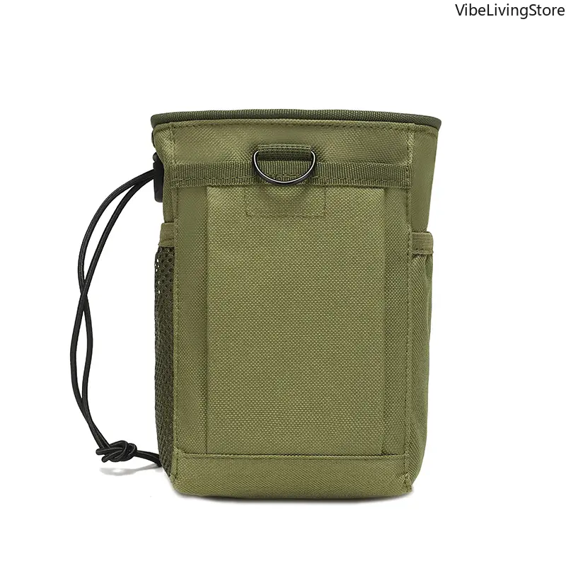 Unisex Small 3-5L Heavy-Duty 600D Nylon Fabric Molle Dump Drop Pouch, Drawstring Quick-Open Utility Waist Pack with Mesh Side Pocket, Portable Storage Accessory for Hunting & Outdoor Gear