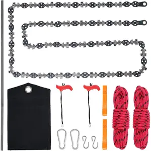 53 Inch High Reach Hand Rope Saw with 68 Teeth Folding Pocket Chainsaw for Tree Trimming Gardening Camping Cutting Tool