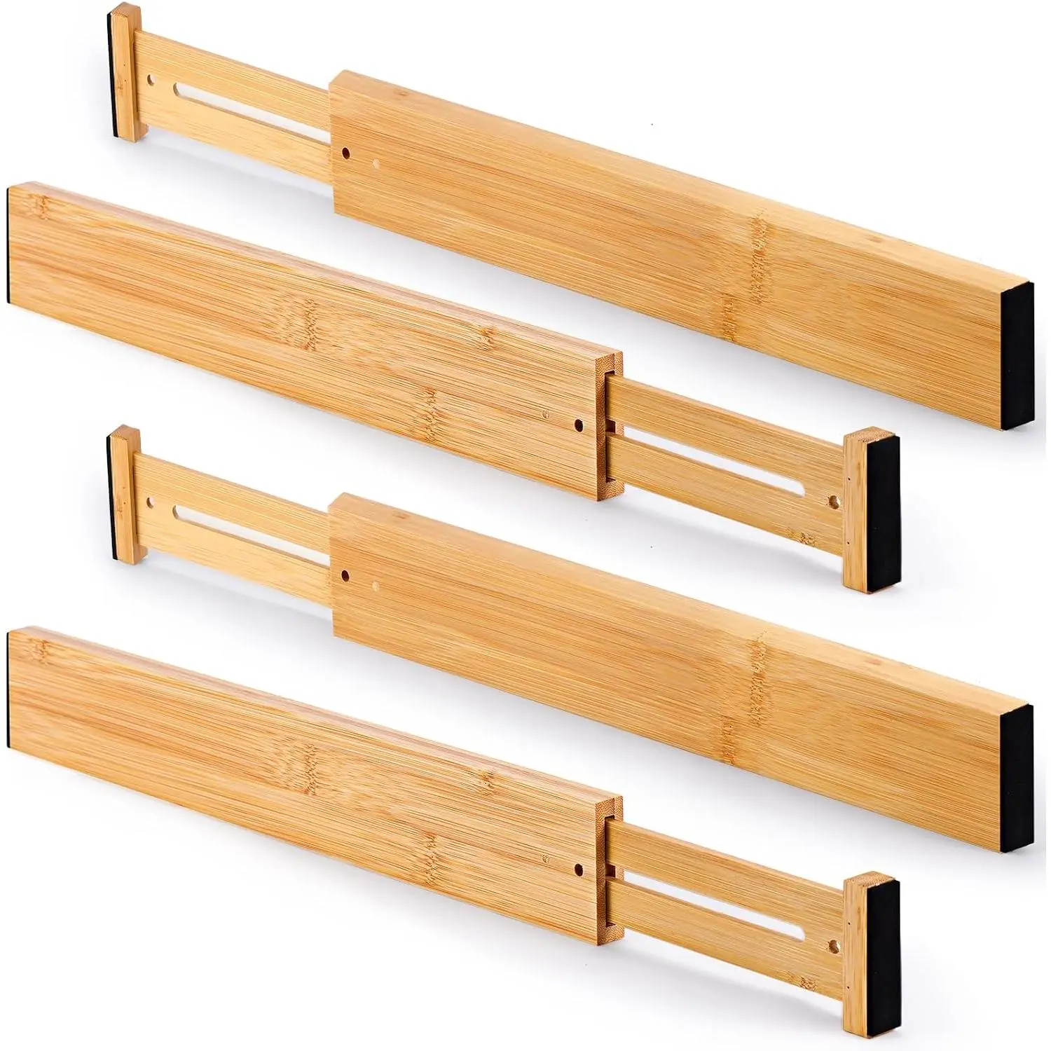Drawer Dividers Organizers, Kitchen Drawer Dividers for Clothes, Adjustable Drawer Separators for Dresser, Bedroom, Bathroom, Office, 4 Pack, 17“-22”