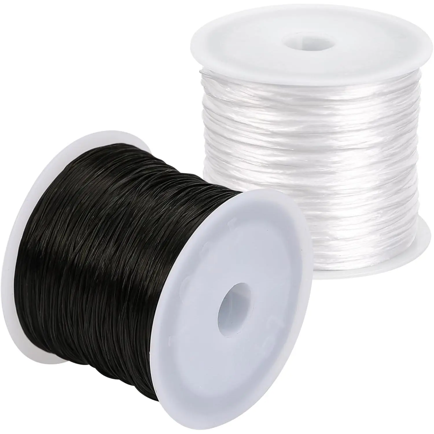 2Rol 328ft 0.8mm Flat Stretchy Bracelet String Black White | Flat stretchy bead cord for bracelets, necklaces,  making supplies