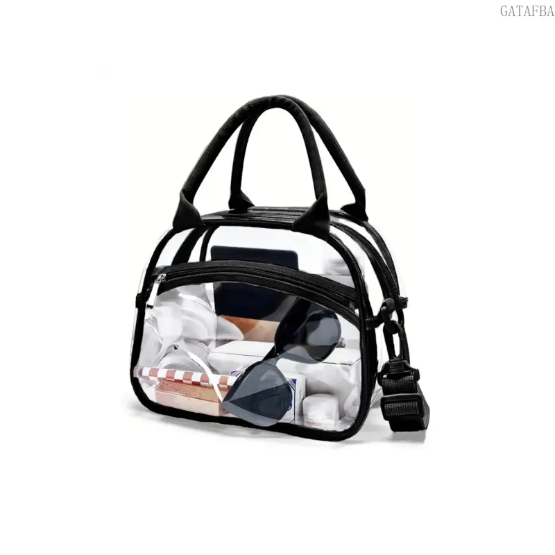 Adjustable Strap Clear Lunch Bag, Unisex Transparent Lunch Tote Bag
