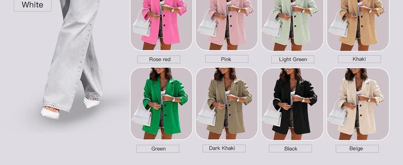 FMEYOA  Women Casual Oversized Blazers Lapel Button Down Solid Work Office Blazer Jacket