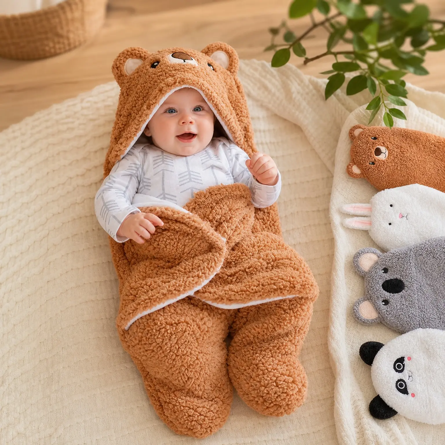 Baby Swaddle Blanket Bear 0-6 Months Organic Ultra Soft Plush Newborn Essential Gender Neutral Receiving Swaddling Wrap Shower Gift(Gift)