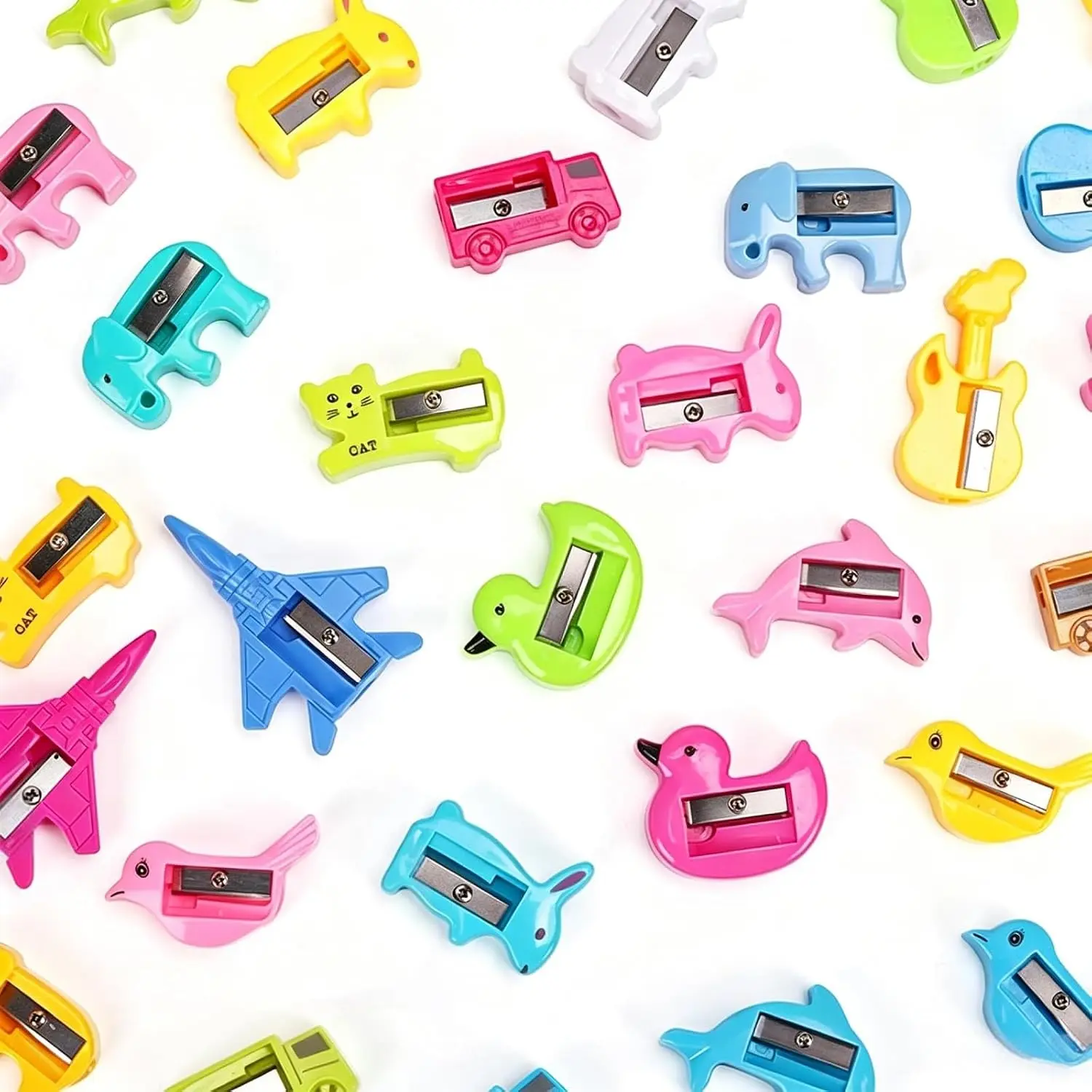50 Pcs Pencil Sharpeners Bulk, Plastic Small Pencil Sharpener | Animal Shaped Pencil Sharpeners, Single Hole Manual Sharpeners Office Home Supplies