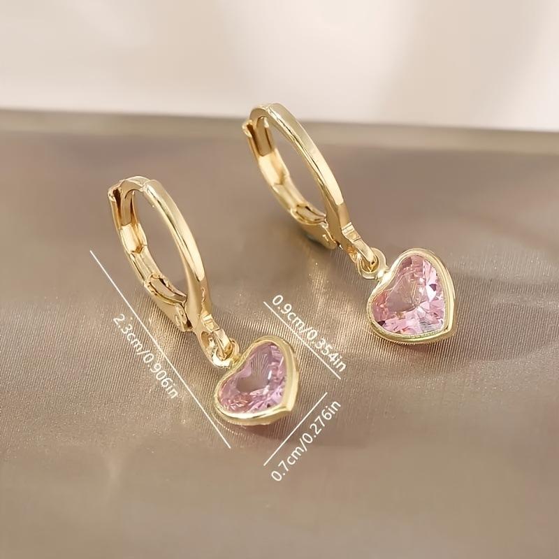 Exquisite luxurious colored heart-shaped zirconia ear studs, high-end and versatile women's earrings