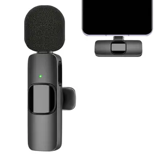 Wireless Microphone, Compact USB Rechargeable Lavalier Microphone, Crystal Clear Recording Microphone for Video Recording, Compatible with iPhone, iPad, Android, Audio