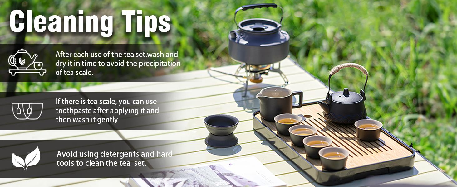 Japanese Tea Set, Chinese Tea Set, Tea Sets for Adults, Tea Pet, Gongfu Tea Set, Portable Tea Set, 14-Piece Porcelain Tea Set Withgrey Leather Case, Asian Tea Set for Home, Outdoor, Business