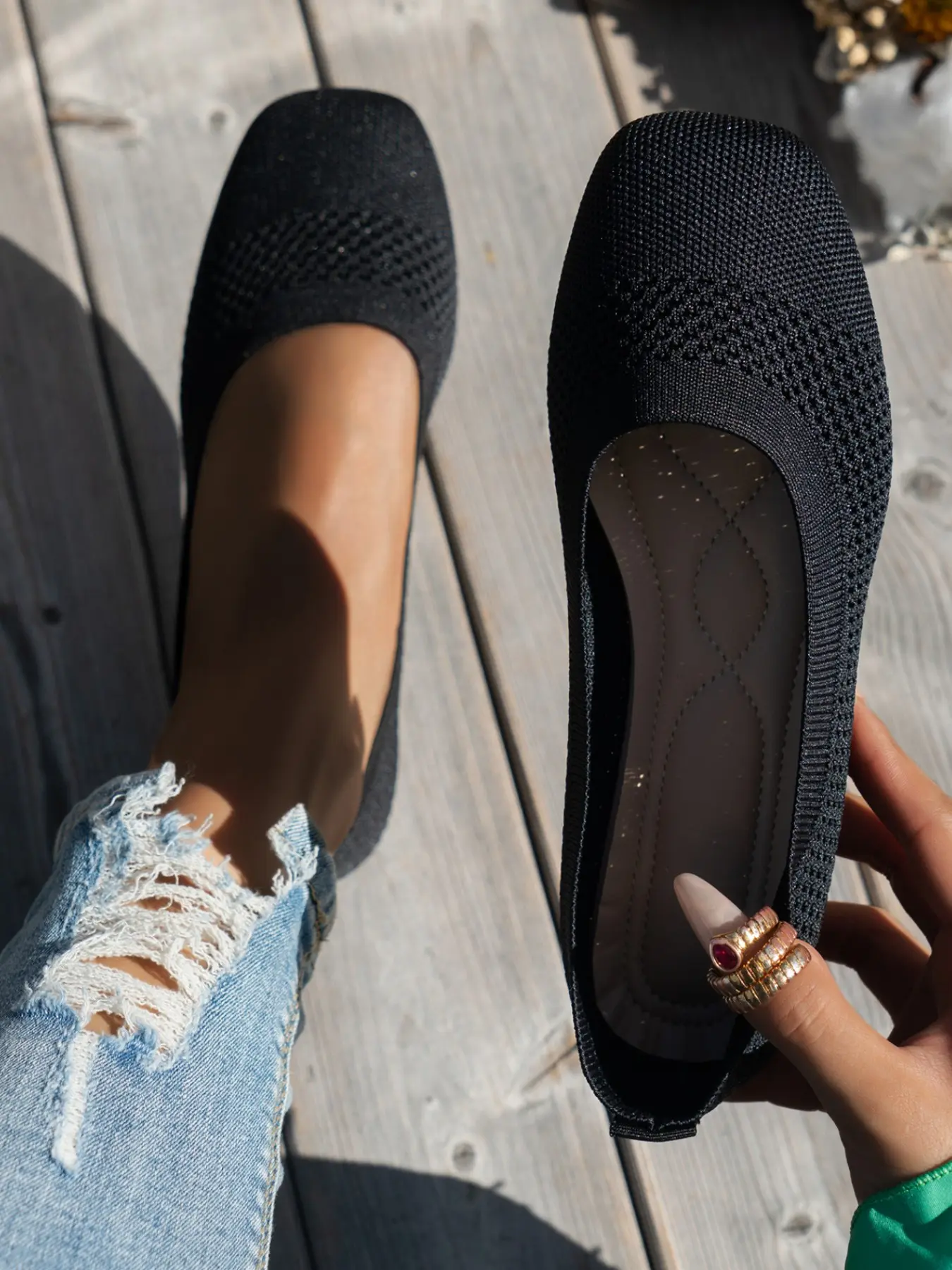 Women's Slip-On Loafers, Minimalist Casual Style, Square Toe Flat Shoes, Slip On Flats, Walking Shoes, All-Season Textile Upper, Rubber Sole, Summer Commuter Footwear