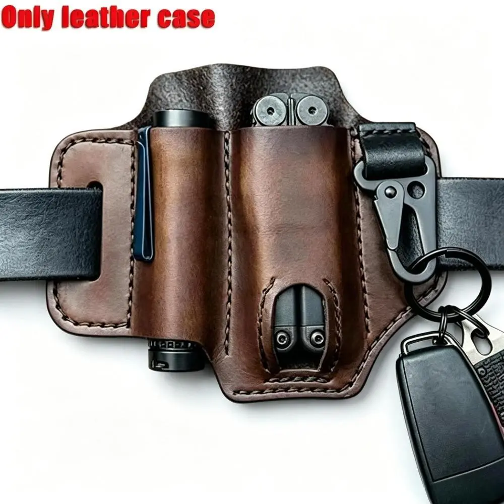 Men's Genuine Leather Belt Bag, Minimalist Plain Look Waist Pack for Multi-Use Outdoor Carry, Small Size Pouch for Hiking & Fishing, Hiking Gear, Durable Outdoor Hiking