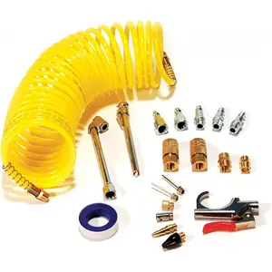 Primefit Pri-6044 IK1016S-20 Deluxe 1/4" Air Compressor Accessory Kit Including 1/4" Recoil Airhose
