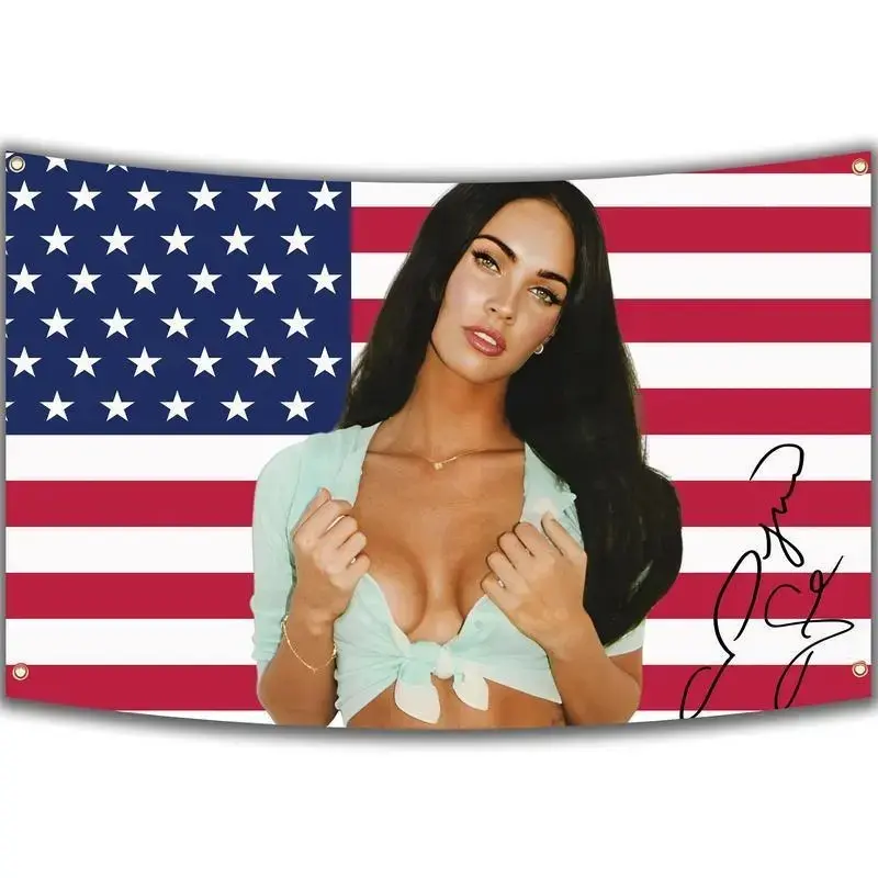 Summerws Megan Fox Decorative Indoor US Flag US Pride Wall Hangg Home Decor for Livg Room, Bedroom