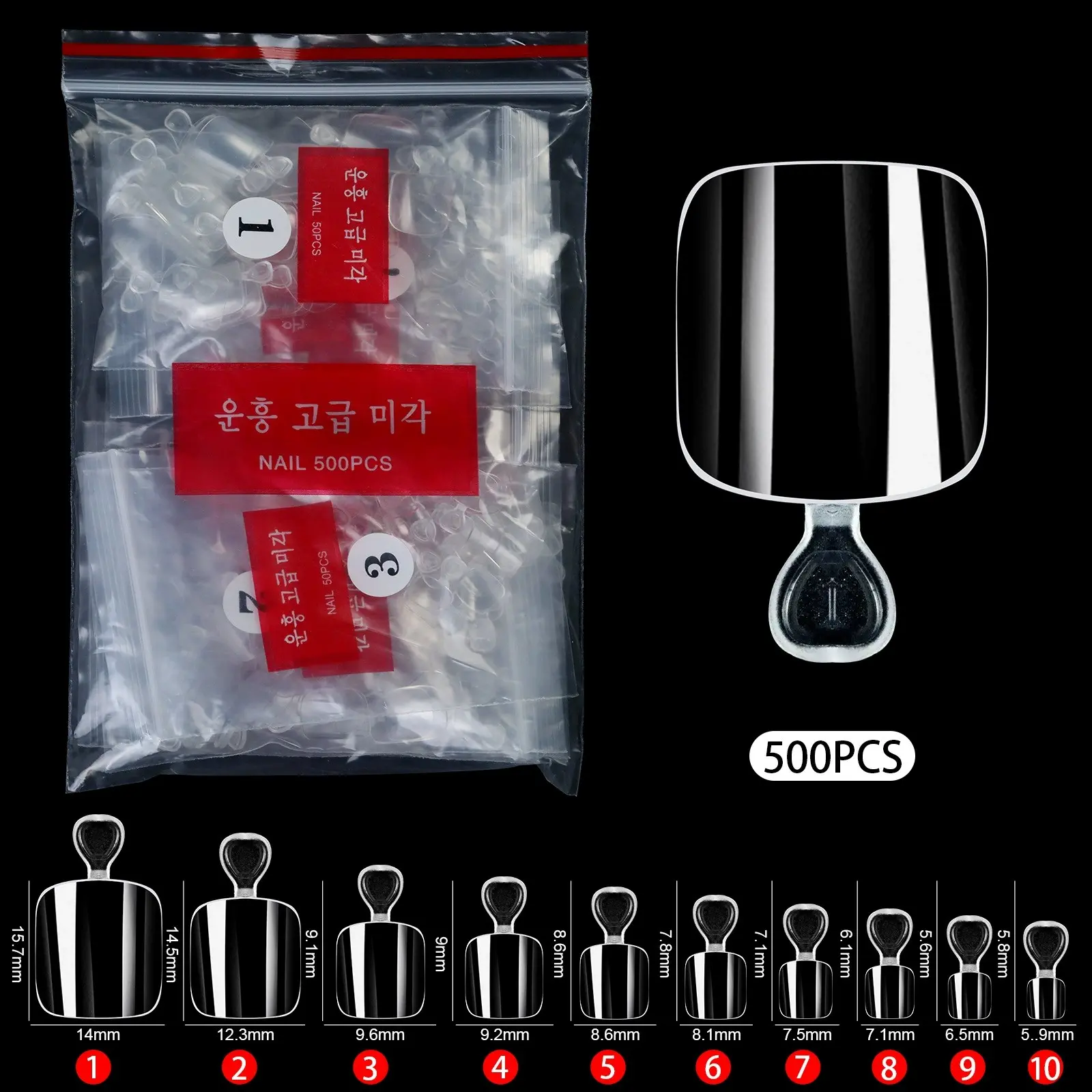 500pcs Transparent Full-Cover Acrylic Toe Nail Tips - Press-On Fake Toe Nail Art Extensions, Durable Salon Quality, Nail Set Nail Tips Short Fake Toenail Tips Square Fake Toe Nail Tips for Toes Press on Toenails, Clear False Toe Nail Press Ons