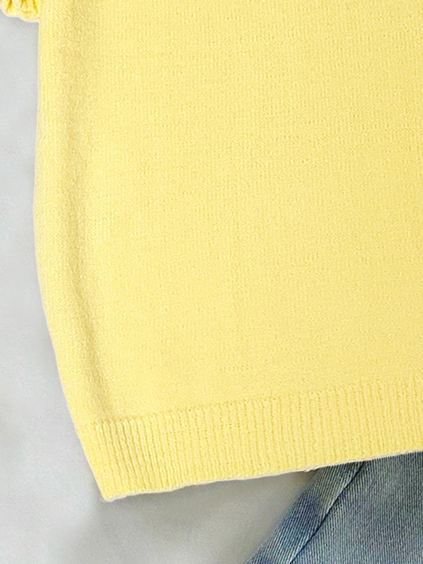 Women's Plain Crew Neck Sweater, Basic Casual Short Sleeve Top for Summer, Women's Top for Daily Wear, Womenswear