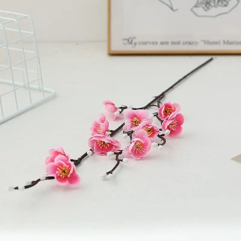 5 artificial mini plum blossoms, 55CM, white, red, yellow, pink, artificial flowers for home decoration, Artificial Mixed Flower, Faux Floral Decor, Fake Decorative Flowers, Artificial Flower Decorations