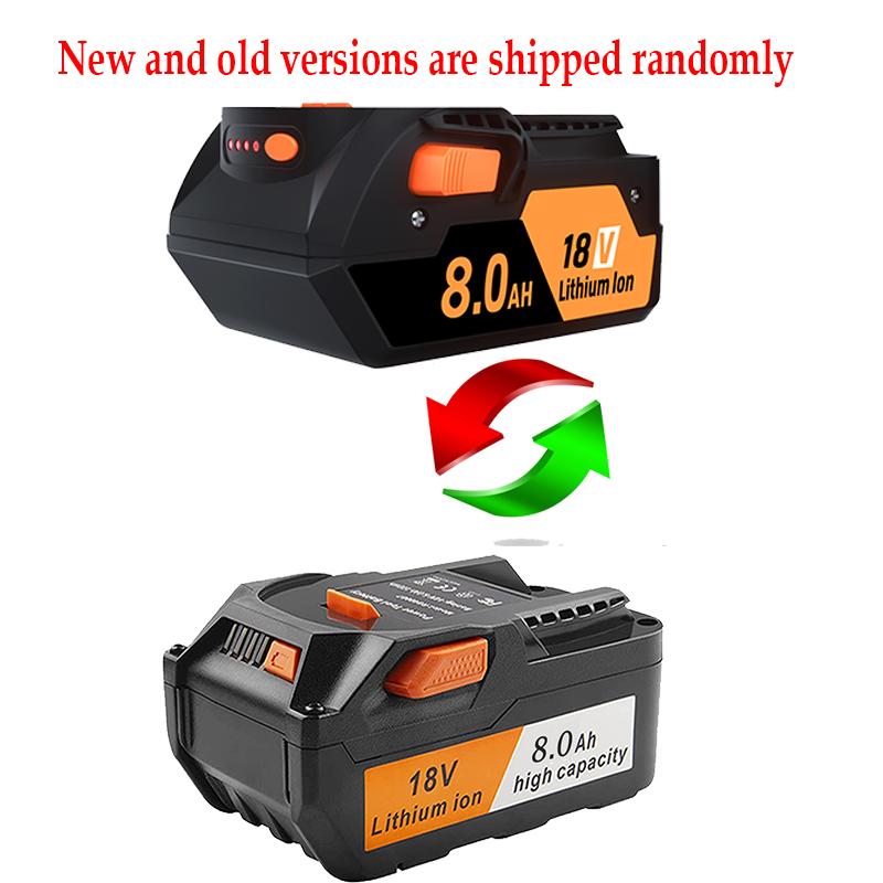 High quality PACK For Ridgid R840087 8.0Ah Lithium Battery Rigid 18 Volt R840085 Power Tools