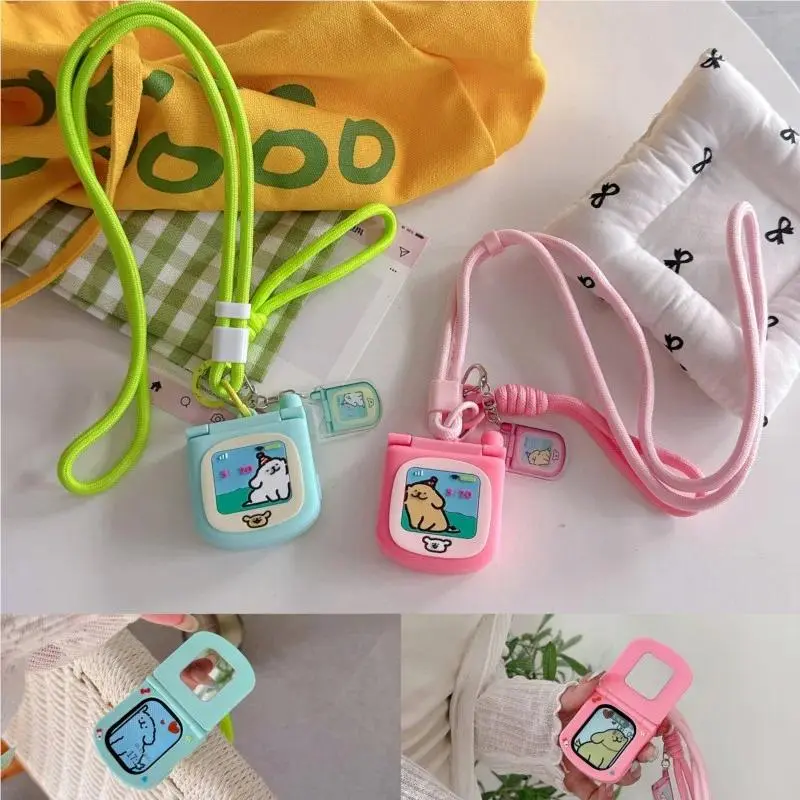 Cute Flip Mirror Lanyard Kids Case For Apple Watch Sport 1/2/3/4/5/6/7/8/9st Gen S10 S11 Ultra SE 38/45/41/44/42/46/49mm Cover