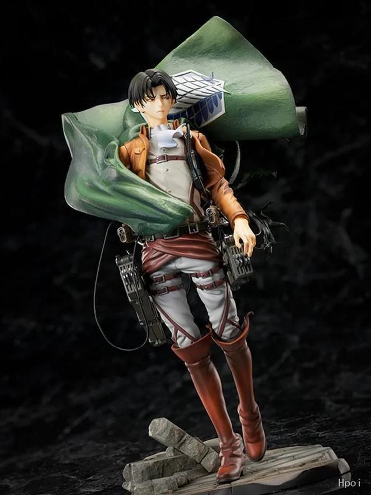 26CM Attack on Titan Anime Action Figure - Kawaii Levi Ackerman & Eren Jaeger Model Doll with Cloak Cute Room Decor Gift for Boy