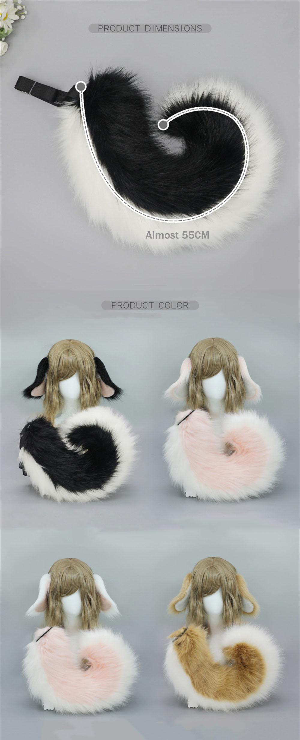5 Colors Shepherd Dog Tail Cute Furry Animal Shiba Tail Waist Ornament Party Costume Pet Puppy Plush Tail Cosplay Accessories Masks Red