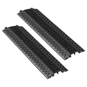 【DealsForYouDays】VEVOR Drop Over Cable Cover, 17, 500 lbs/Axle Load Capacity, 2 Channel Heavy Duty Floor Cord Cover, Cable Hose Protector Ramp, for Indoor, High Walking Traffic Areas, Home, Office, Warehouse, 2 Pack