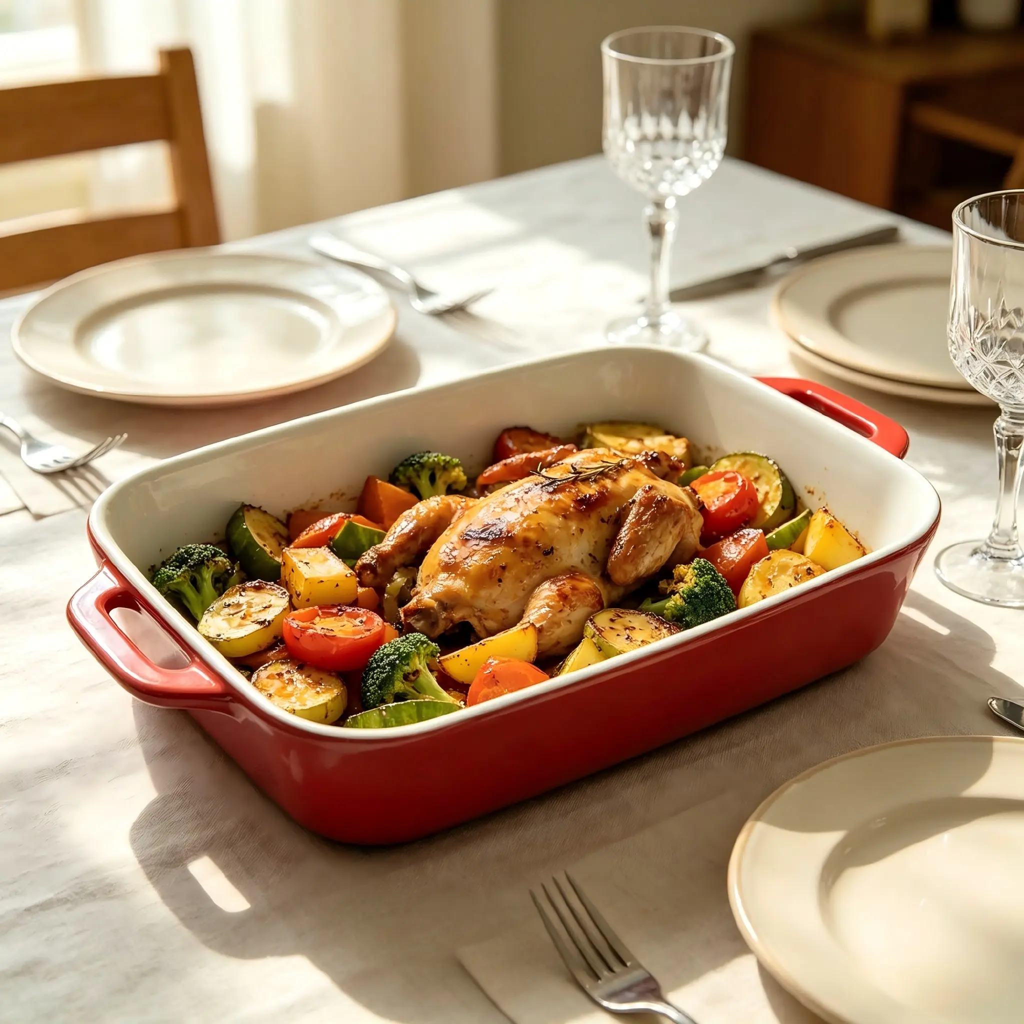 Glazed Ceramic Baking Tray, Oven-Proof Rectangular Bakeware, Rectangular Oven Trays, Ideal for Lasagna, Stews, Roast Meat, Home Kitchen, Holiday Meals