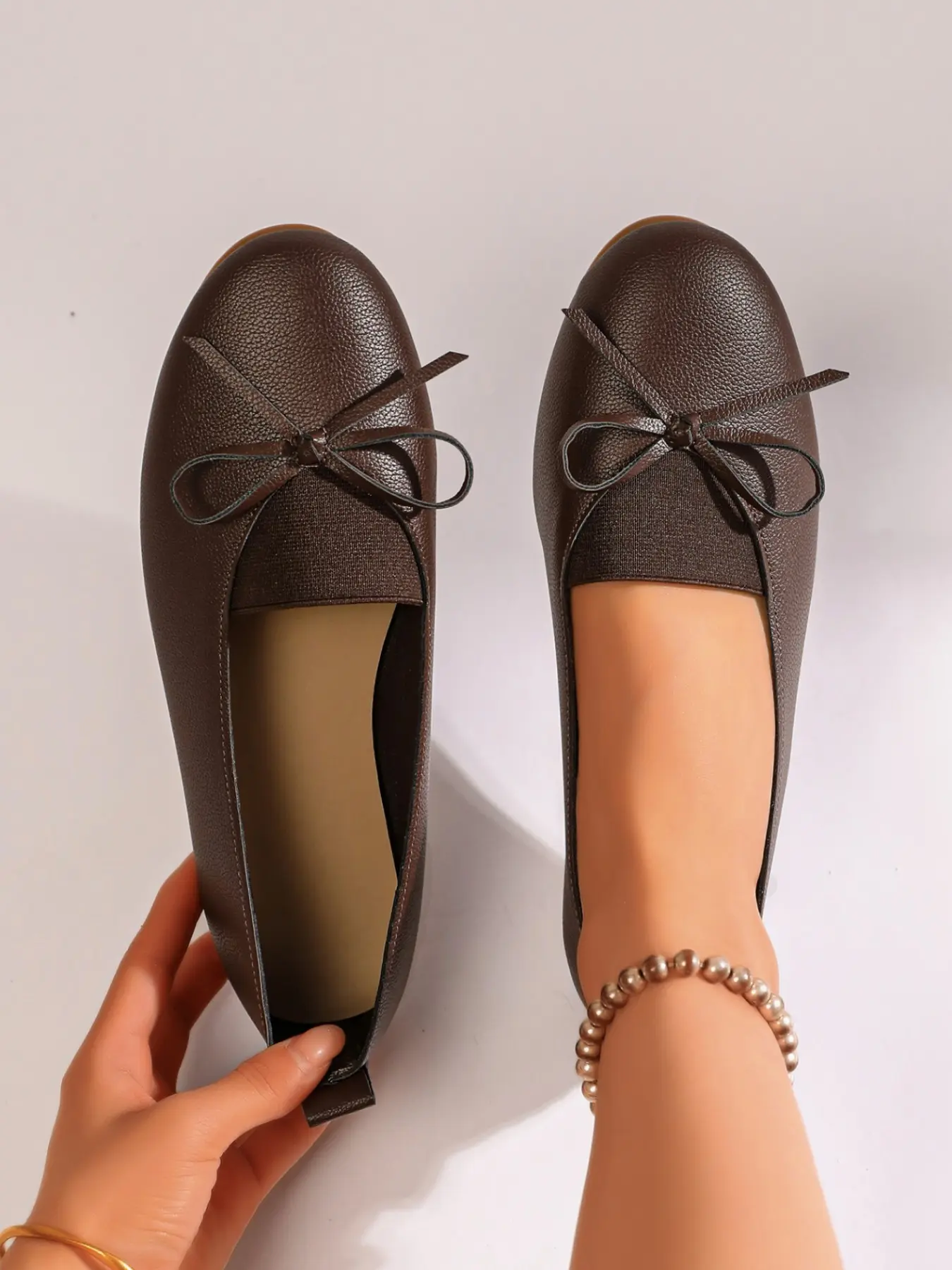 Women's Soft Round Toe Bow Flat Shoes, Lightweight Comfortable Non-Slip Rubber, Daily Office Shopping Casual Versatile Female Footwear